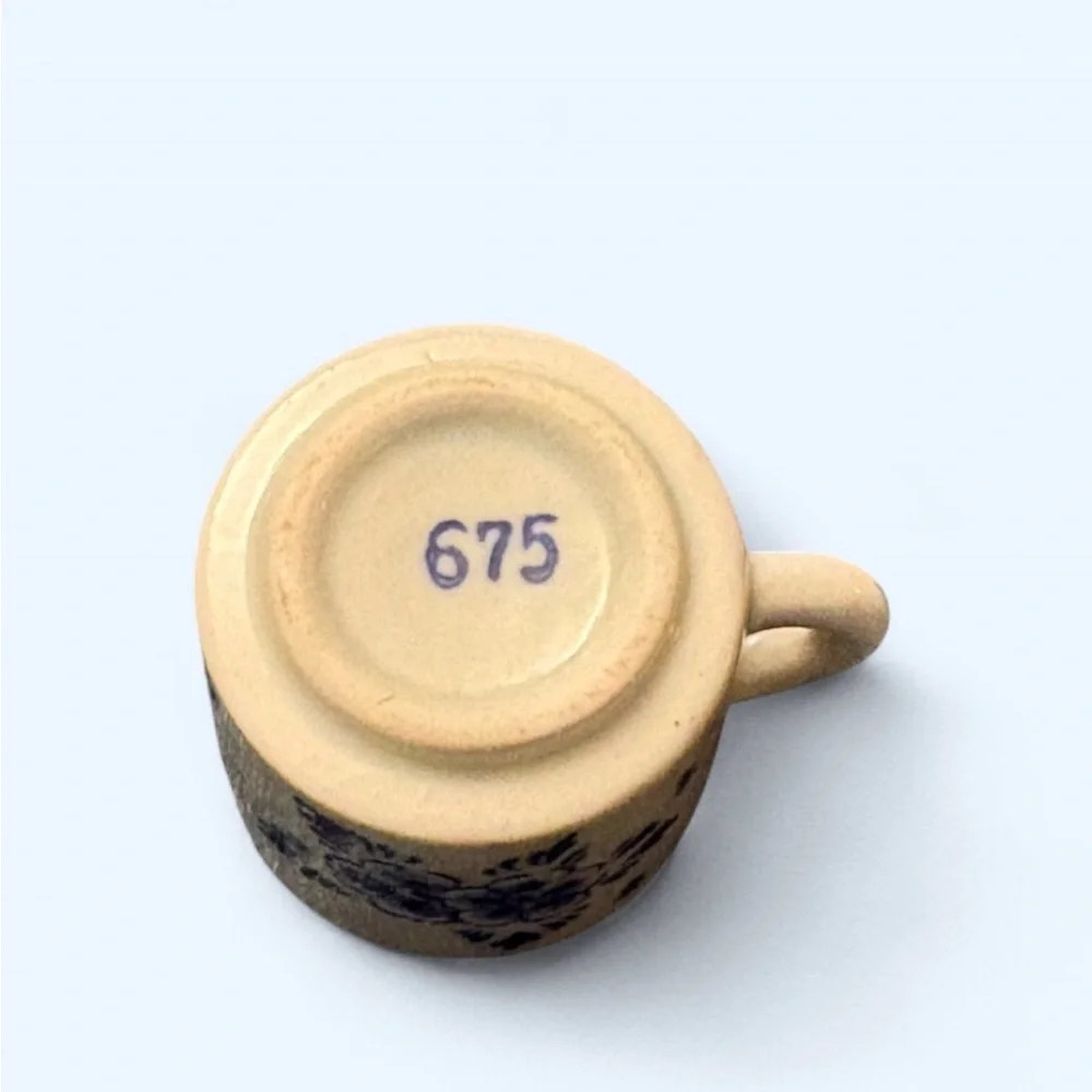 delft ceramic miniatures- set of 2 a mug and an iron. farm house chic vintage